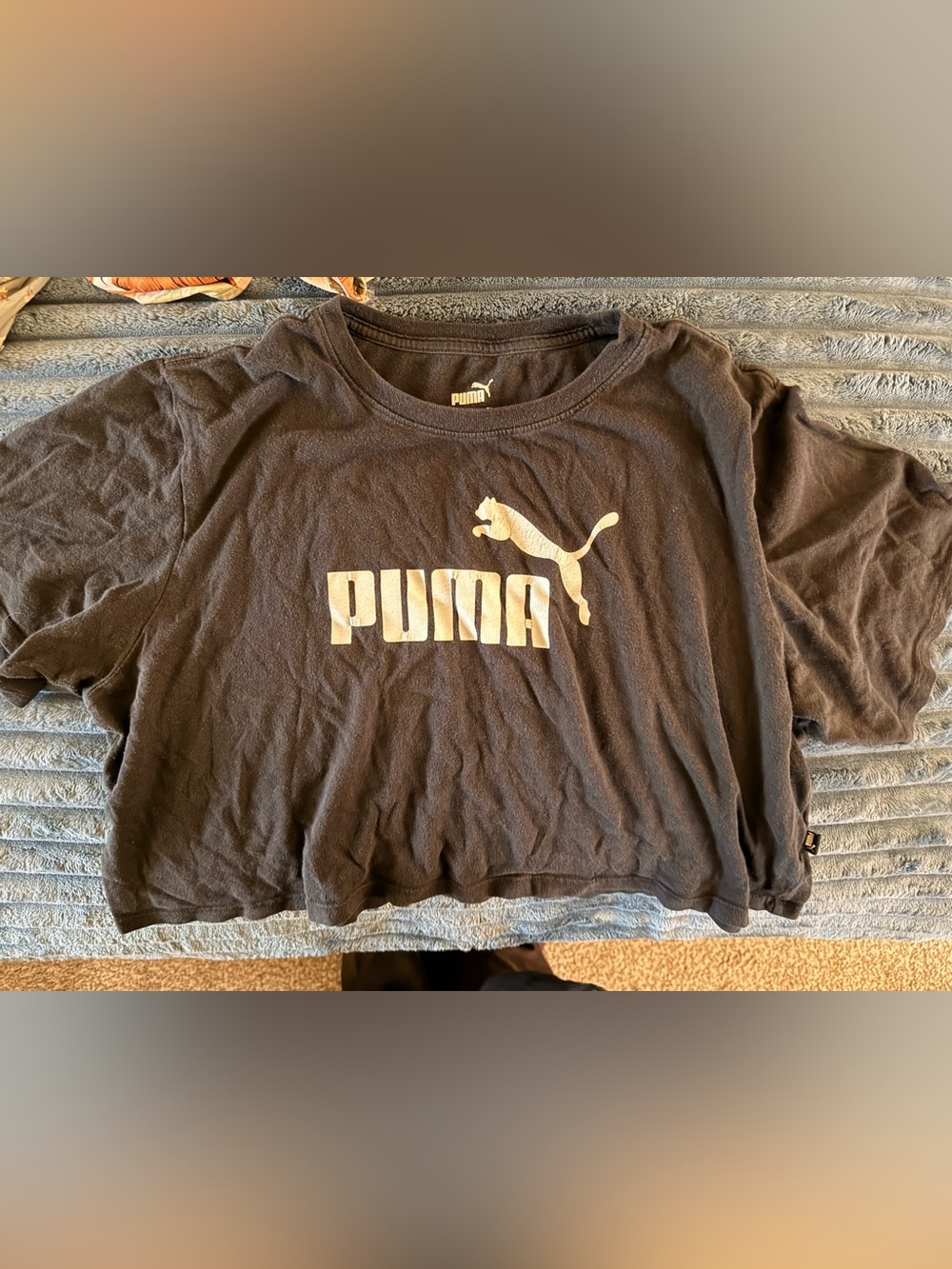 Puma Black Crop Tee with White Logo